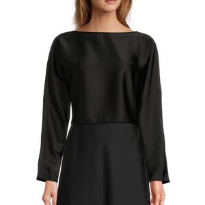 Antonio Melani Blyss Boat Neck Long Sleeve Coordinating Satin Blouse